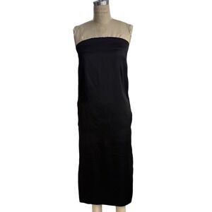 NEW Loulou Studio Black Strapless Midi Dress Size XS Siple Pockets 100% Viscose